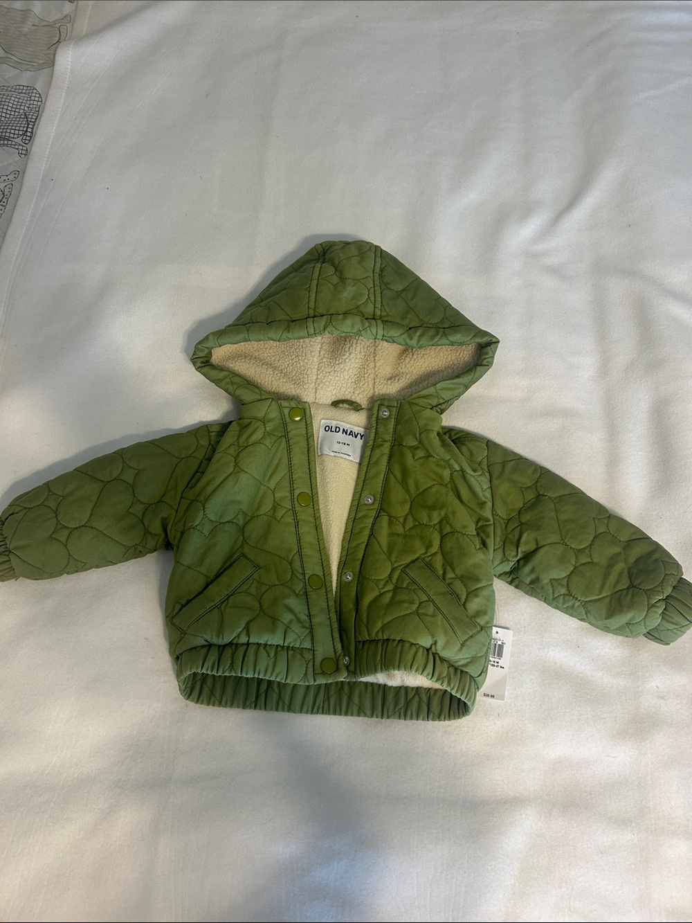 Old Navy 12-18 MO Toddler girls Quilted Sherpa Lined Snap Button Jacket